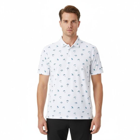 Puma Hang Time Golf Polo Shirt (Large) White Performance Sky Dive Hang Glide - Picture 3 of 10
